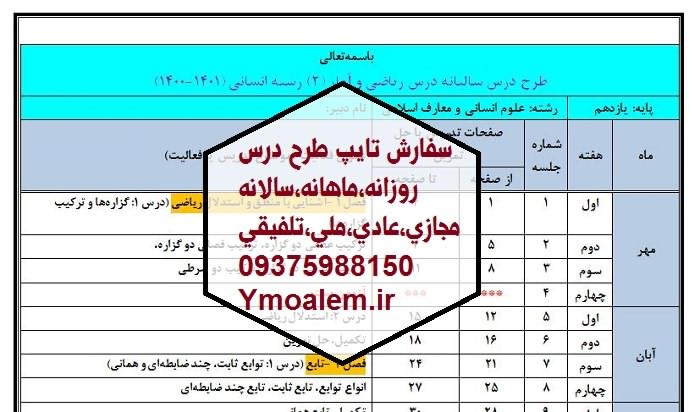 درس سالانه ریاضی و آمار یازدهم انسانی 1