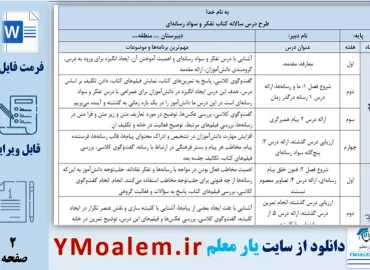 دانلود طرح درس سالانه درس کتاب تفکر و سواد رسانه‌ای