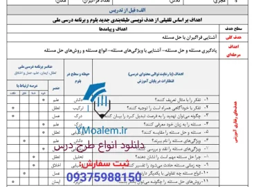 طرح درس روزانه ملی درس تفکر ۱
