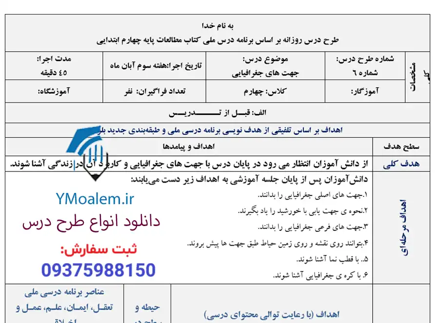 طرح درس روزانه ملی مطالعات اجتماعی چهارم ابتدایی درس 6 2 دانلود طرح درس روزانه ملی مطالعات اجتماعی چهارم ابتدایی درس 6