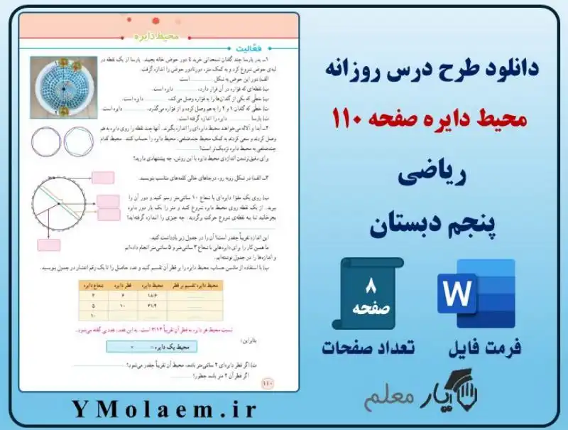 درس روزانه محیط دایره ریاضی پنجم