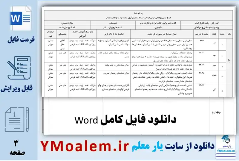 طرح درس سالانه طراحی نشانه و تصویرگری کتاب کودک و نظارت چاپ یازدهم