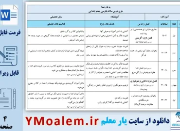 طرح درس سالانه فارسی پنجم ابتدایی