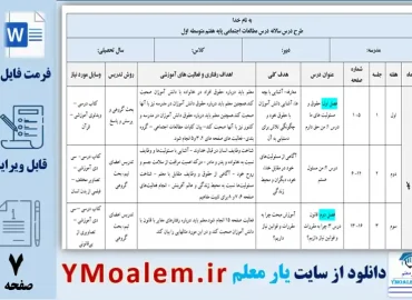 طرح درس سالانه مطالعات اجتماعی هفتم word