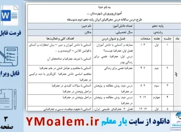 طرح درس سالانه جغرافیای ایران دهم