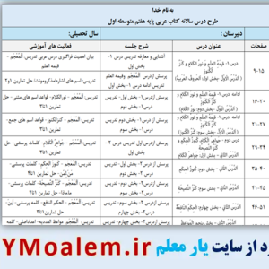 طرح درس سالانه عربی هفتم word